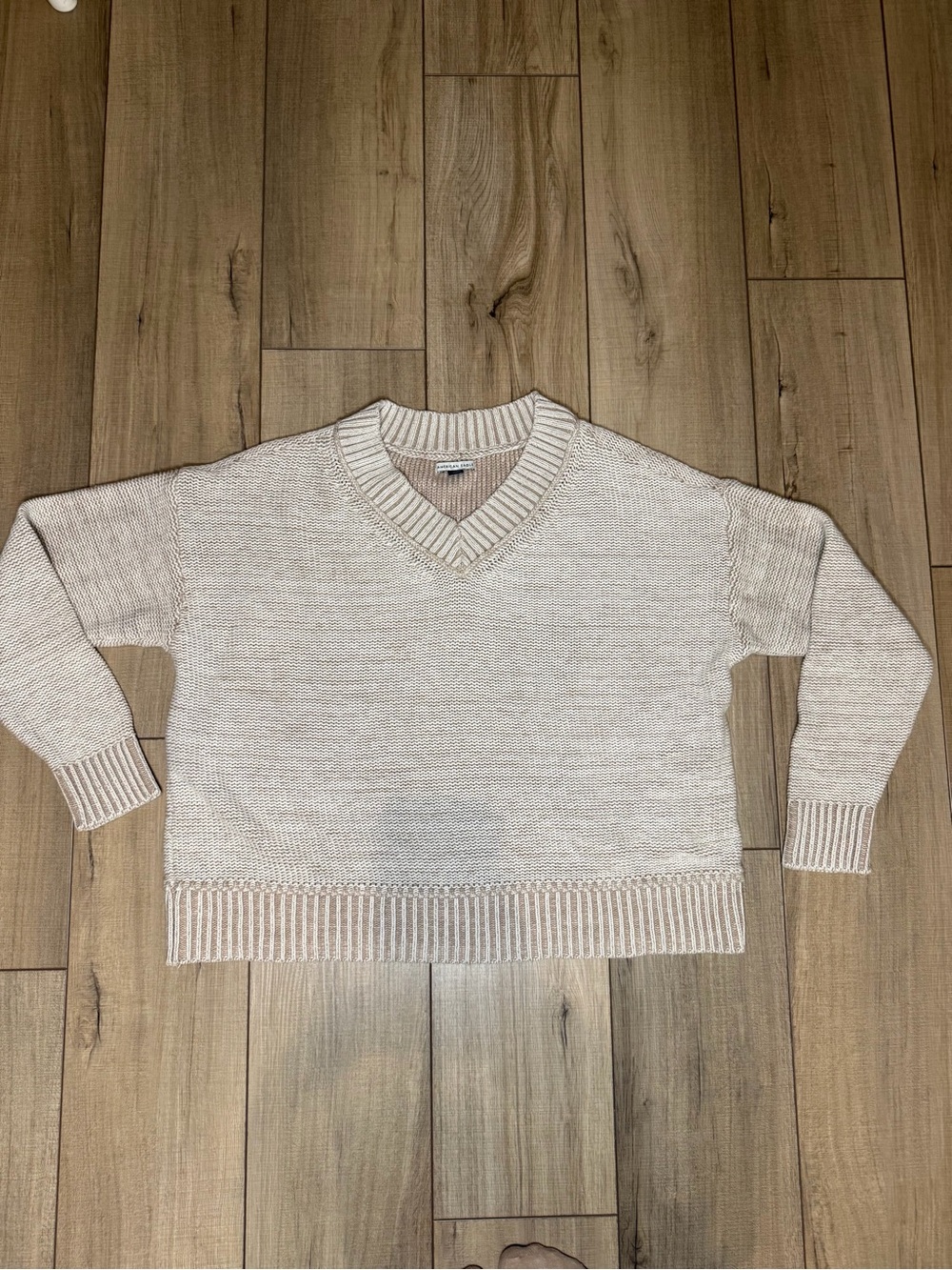 American Eagle Outfitters XS Oversized Cream V-Neck Sweater Neutral Cozy